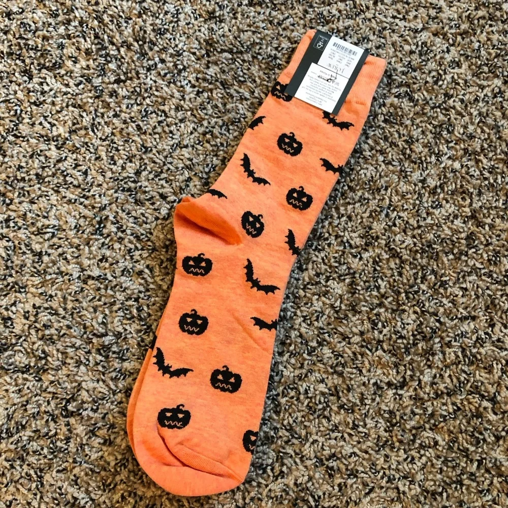 NWT J. Crew F Halloween socks bats & jack’o’lanterns heather OS